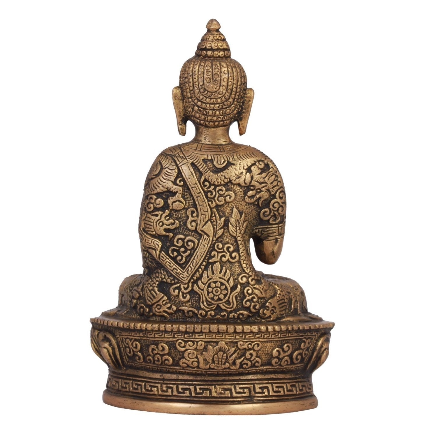 Golden and Brown Brass Premium Meditating Blessing Buddha Statue Kafalo