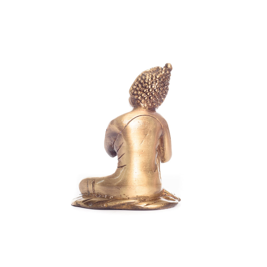 Golden Brass Buddha Resting On Knee Statue Kafalo