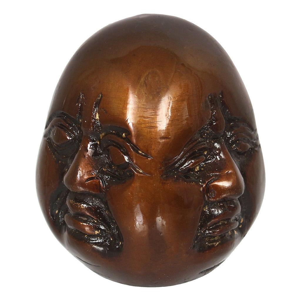 Antique Finish 3 Side Laughing Buddha Face Statue Decorative Showpiece Kafalo