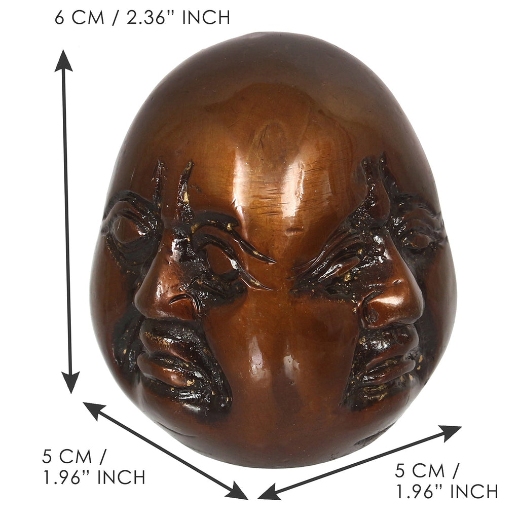 Antique Finish 3 Side Laughing Buddha Face Statue Decorative Showpiece Kafalo