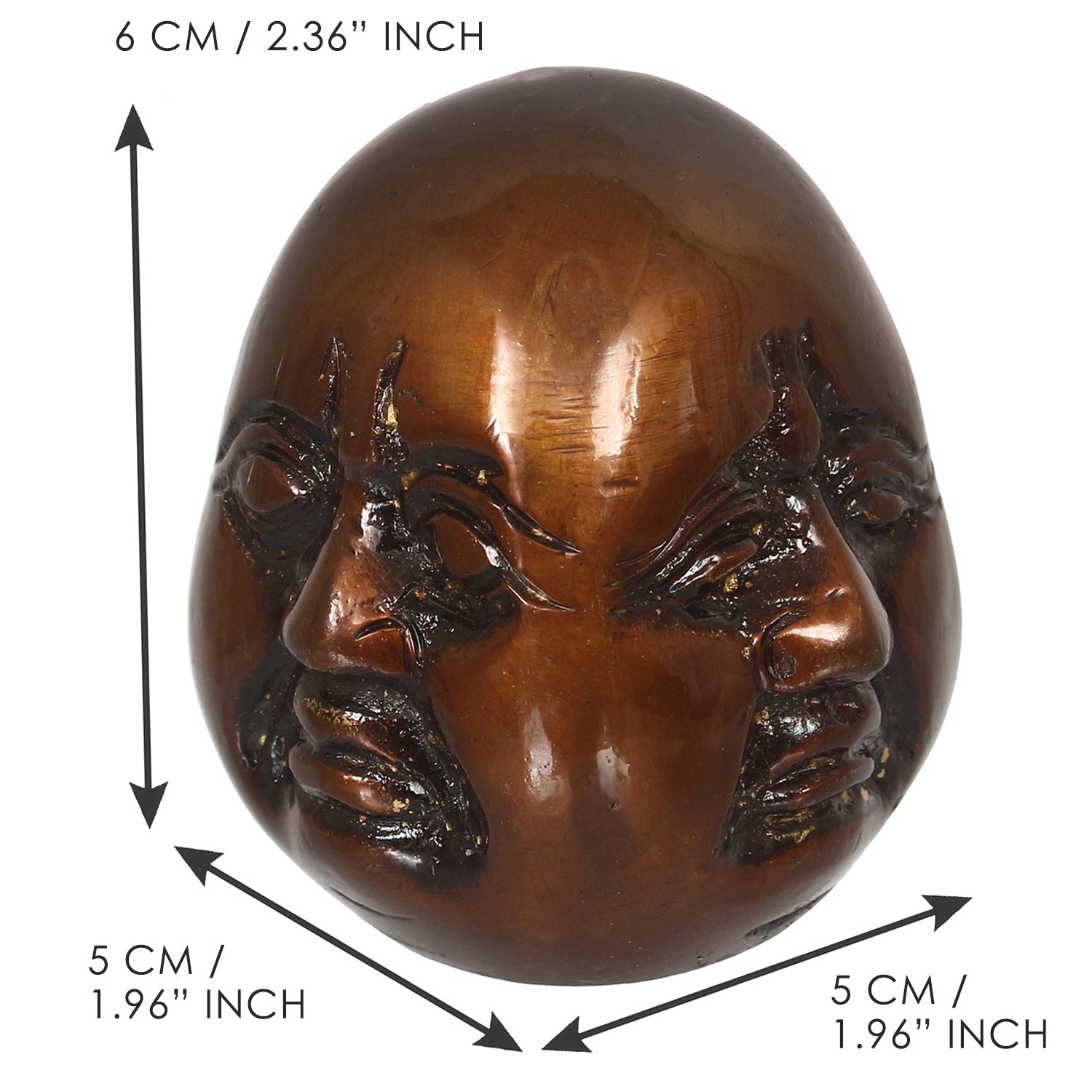 Antique Finish 3 Side Laughing Buddha Face Statue Decorative Showpiece Kafalo
