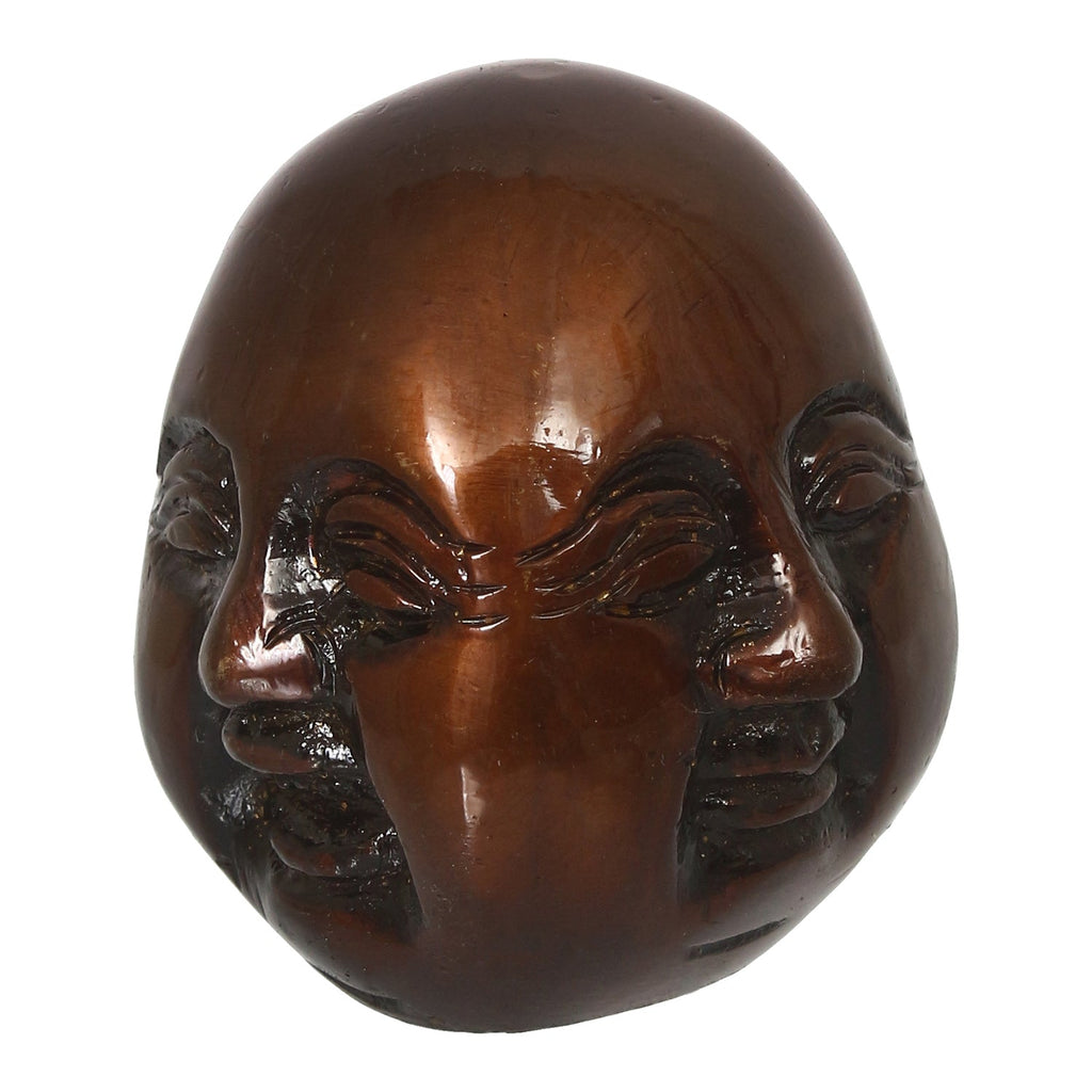 Antique Finish 3 Side Laughing Buddha Face Statue Decorative Showpiece Kafalo