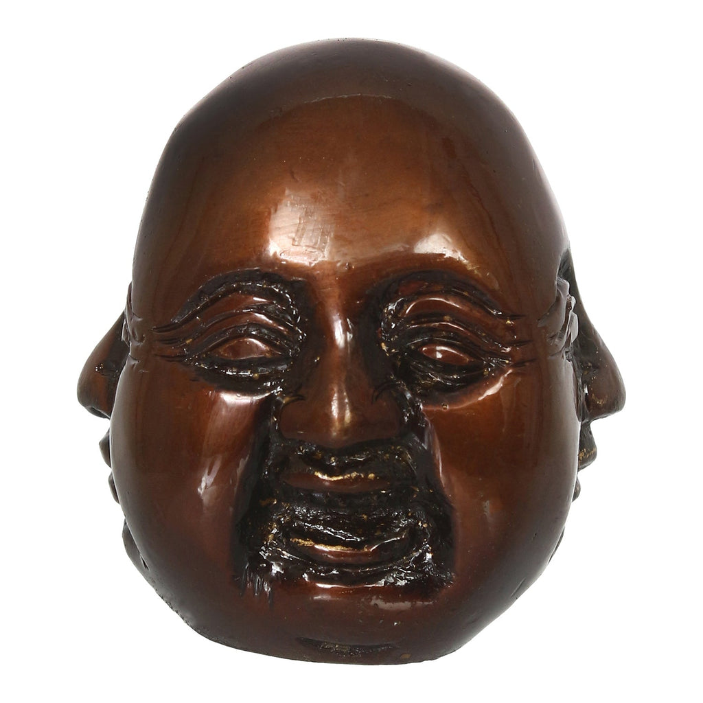 Antique Finish 3 Side Laughing Buddha Face Statue Decorative Showpiece Kafalo