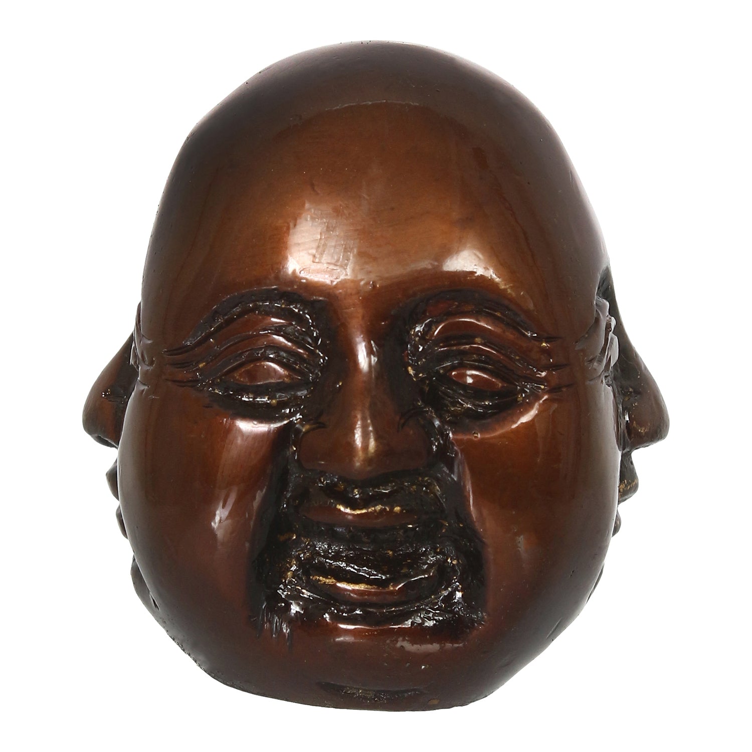 Antique Finish 3 Side Laughing Buddha Face Statue Decorative Showpiece Kafalo