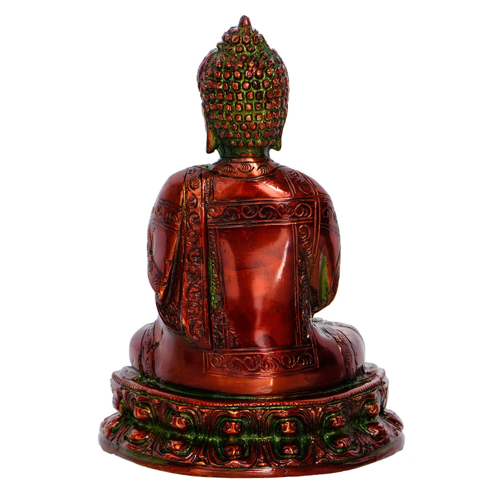 Golden and Red Brass Meditating Blessing Buddha Statue Kafalo