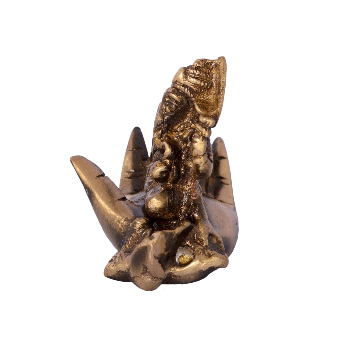 Golden Brass Lord Ganesha Idol On Palm Kafalo