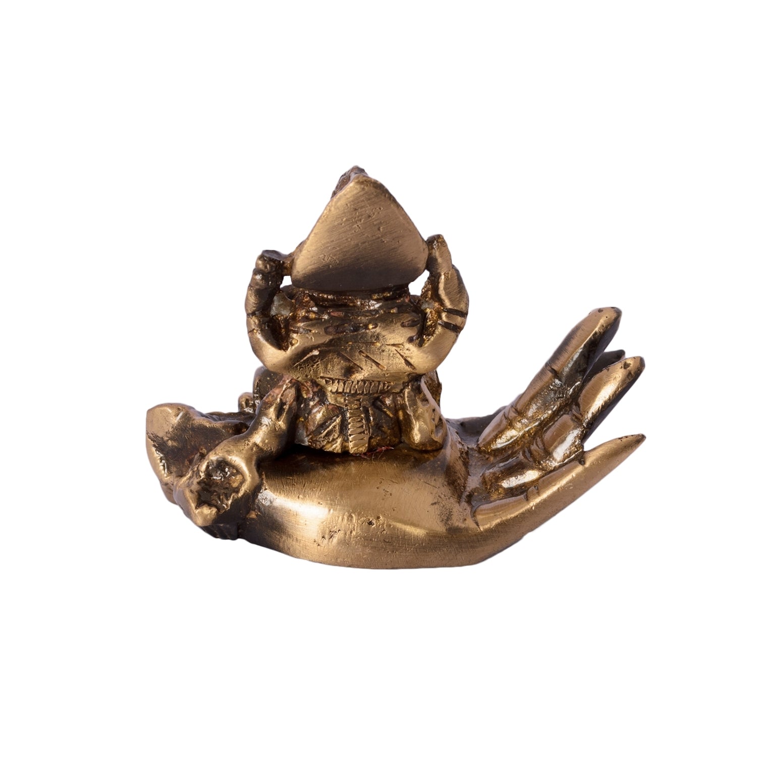 Golden Brass Lord Ganesha Idol On Palm Kafalo