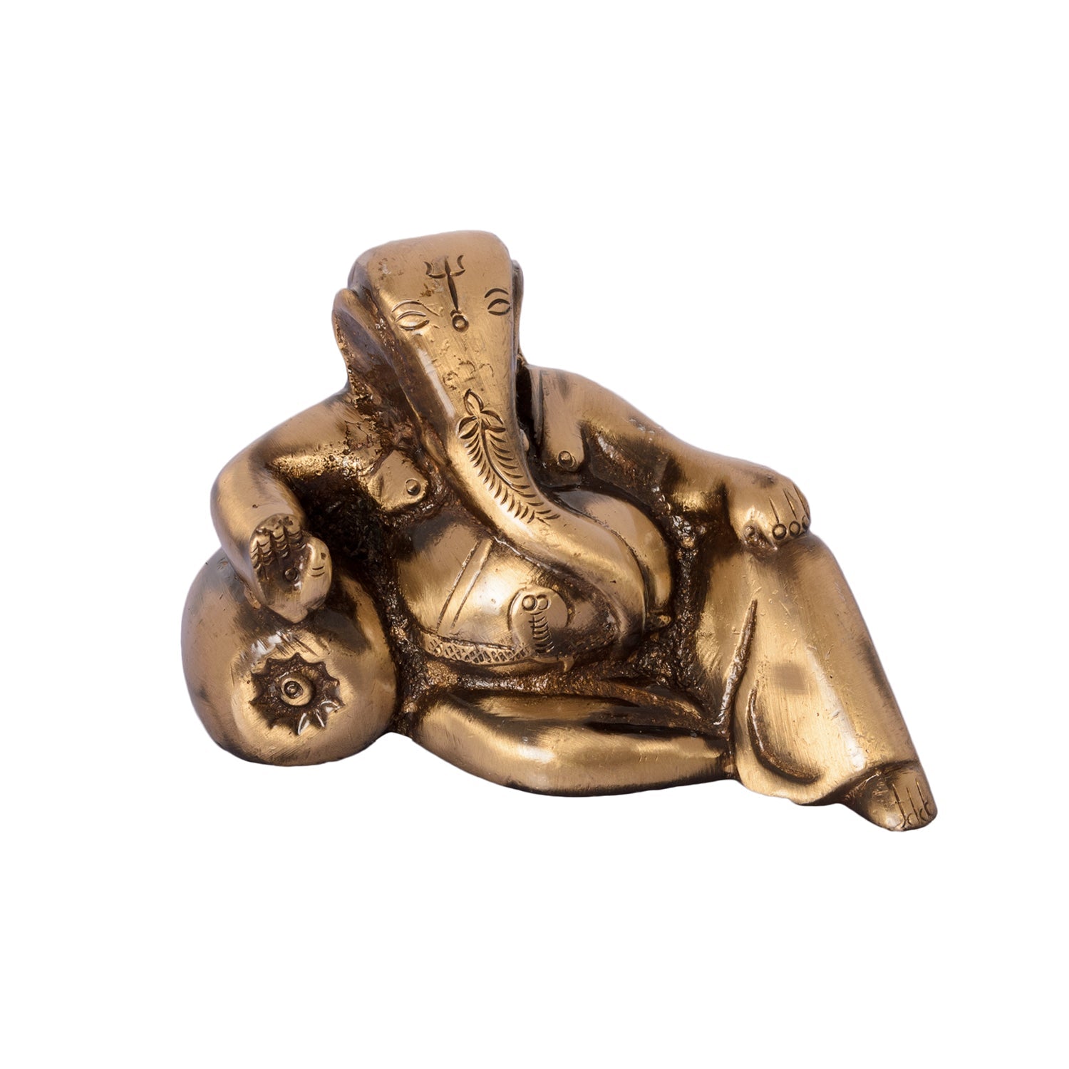 Golden Brass Lord Ganesha Idol With Masand Kafalo