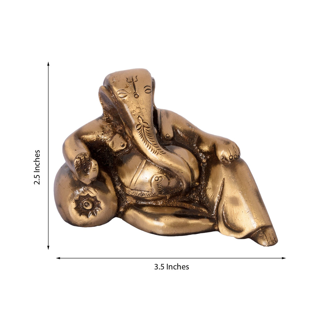 Golden Brass Lord Ganesha Idol With Masand Kafalo