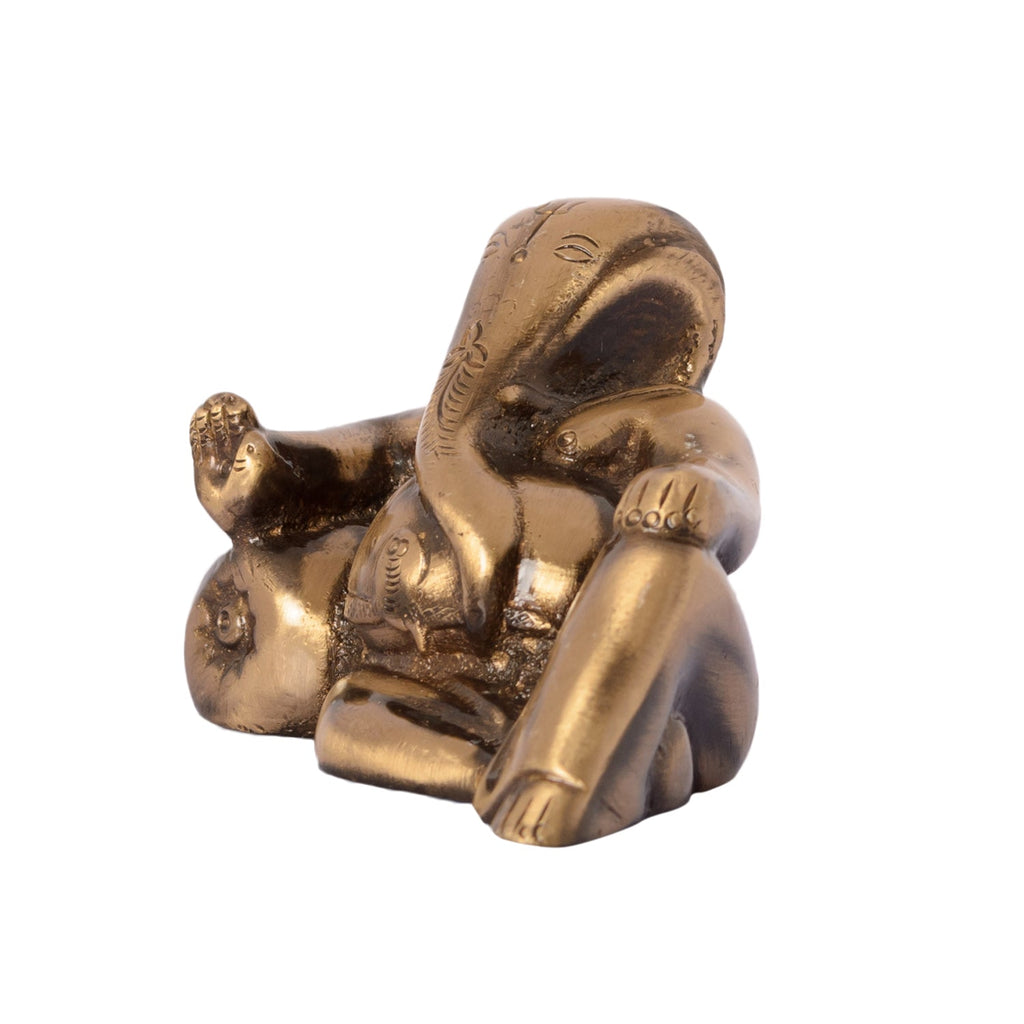 Golden Brass Lord Ganesha Idol With Masand Kafalo