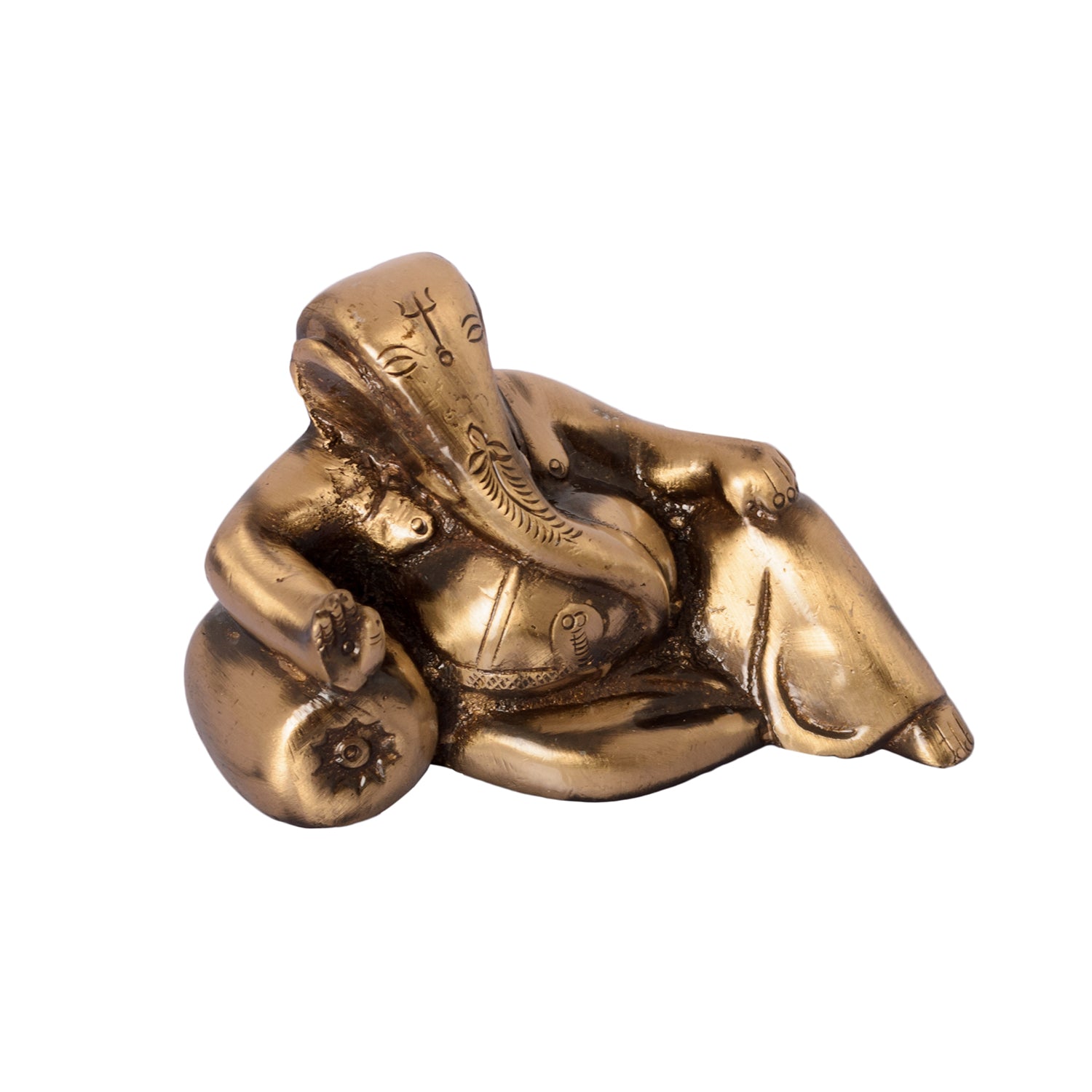 Golden Brass Lord Ganesha Idol With Masand Kafalo