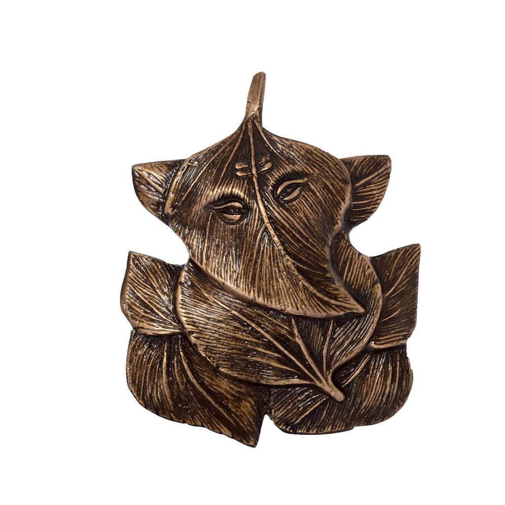 Brass Antique Finish Leaves Ganesha Wall Hanging Kafalo