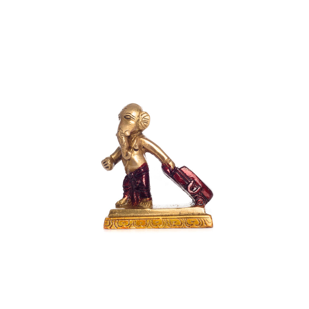 Golden and Brown Brass Ganesha Idol Carrying Happiness Around The World Showpiece Kafalo
