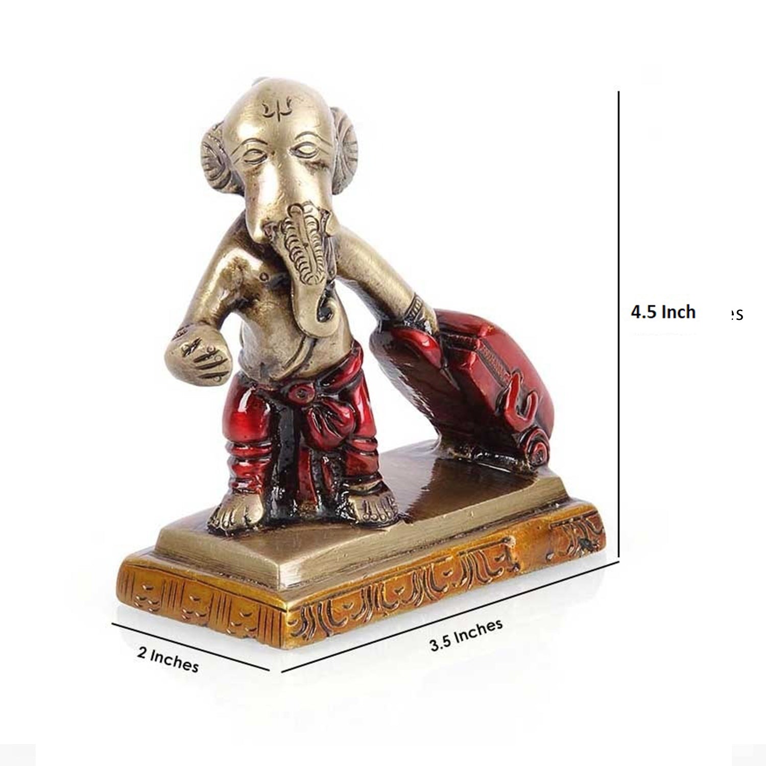 Golden and Brown Brass Ganesha Idol Carrying Happiness Around The World Showpiece Kafalo
