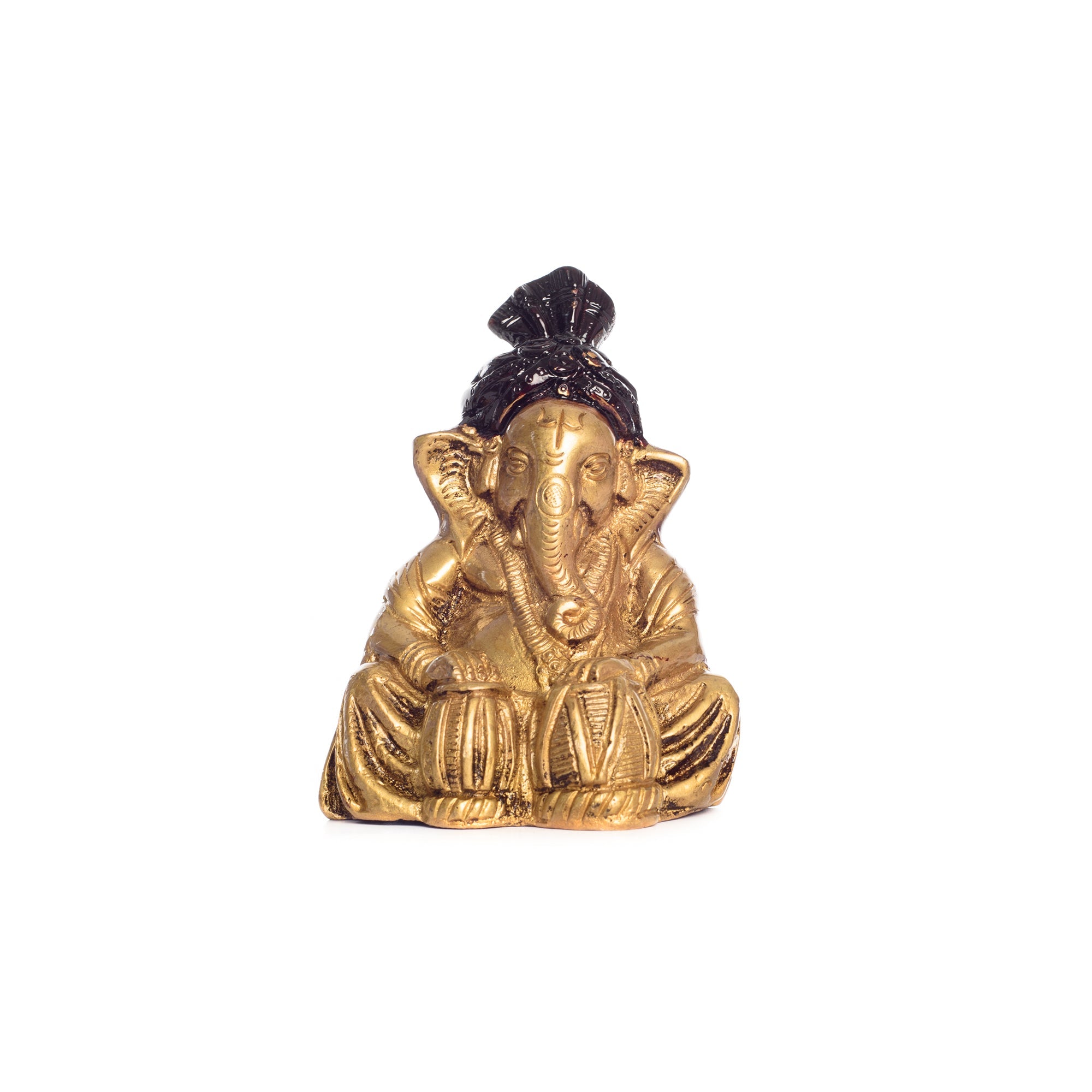 Brass Lord Ganesha Playing Tabla Antique Showpiece Kafalo