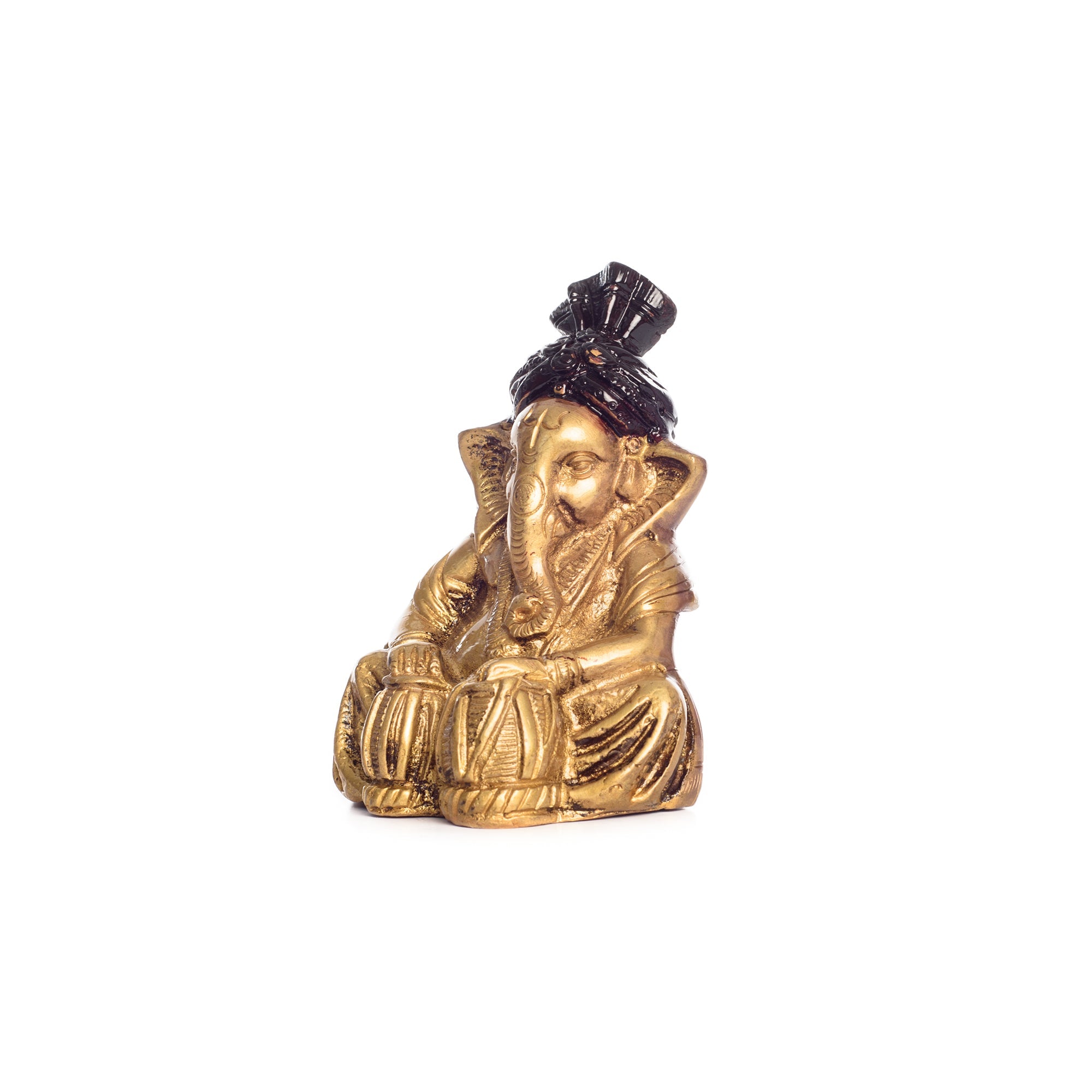 Brass Lord Ganesha Playing Tabla Antique Showpiece Kafalo
