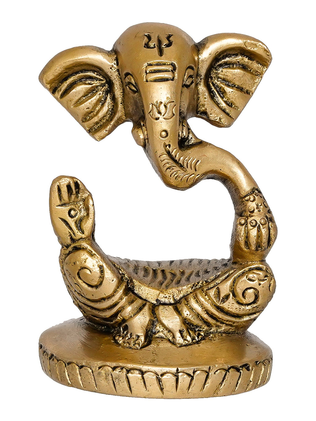 Golden Brass Meditating Lord Ganesha Idol decorative statue Kafalo