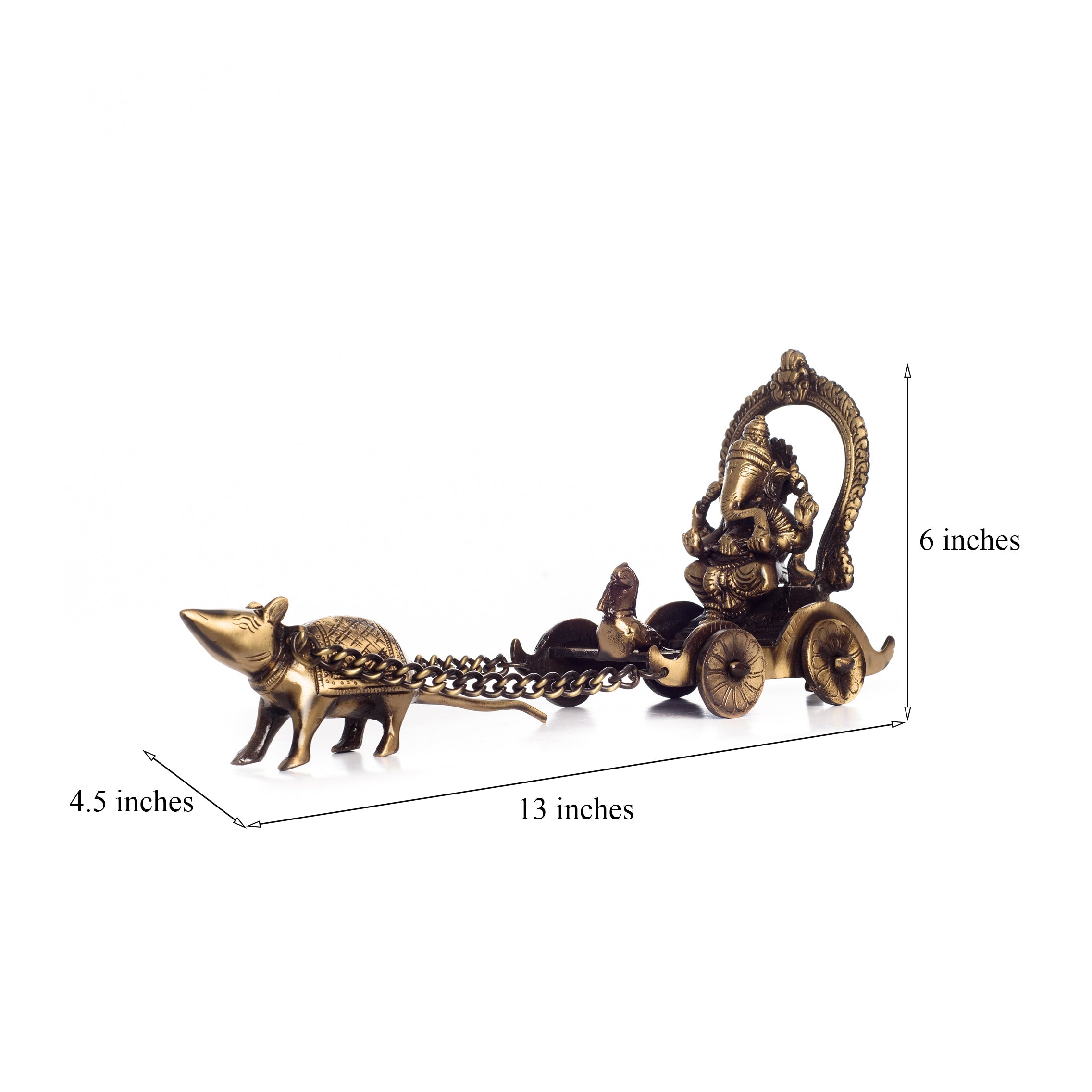 Brown Brass Lord Ganesha Savari On Rat Showpiece Kafalo