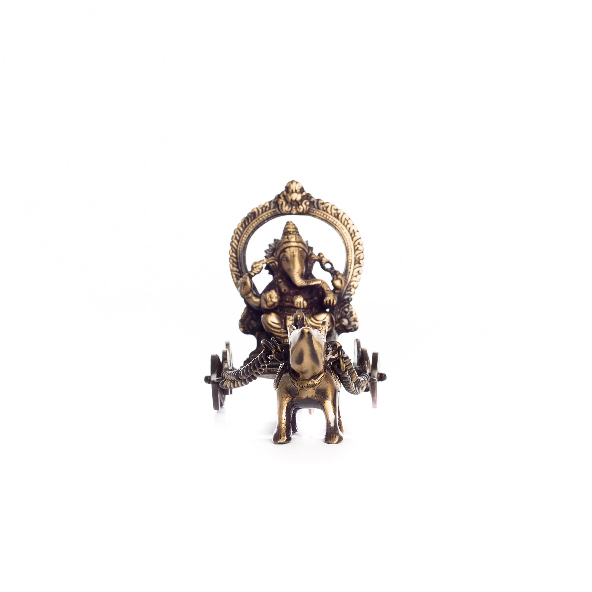 Brown Brass Lord Ganesha Savari On Rat Showpiece Kafalo