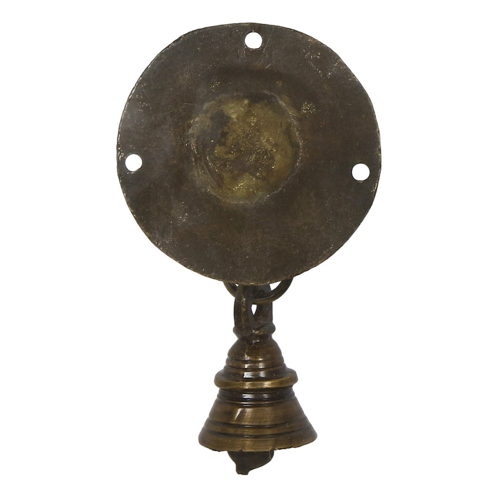 Brown Brass Elephant Face wall Hanging with Bell Decorative Showpiece Kafalo