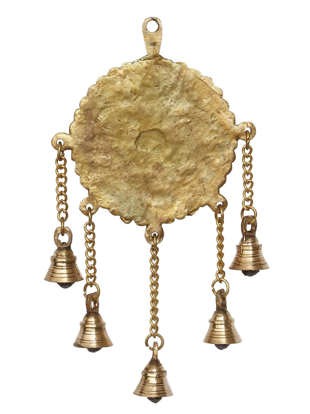 Golden Brass Decorative Lord Ganesha Wall Hanging with 5 Bells Showpiece Kafalo