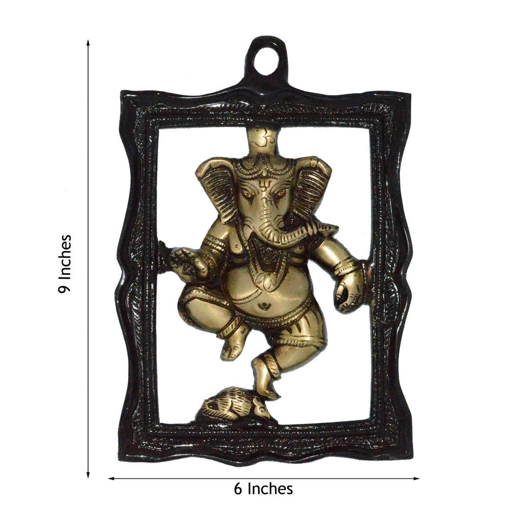 Lord Ganesha Idol In Frame Brass Wall Hanging Kafalo