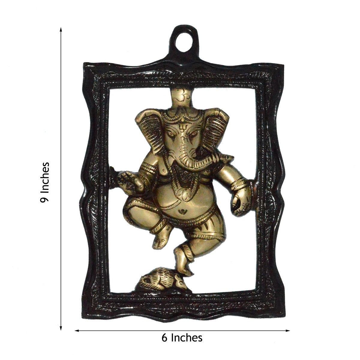 Lord Ganesha Idol In Frame Brass Wall Hanging Kafalo