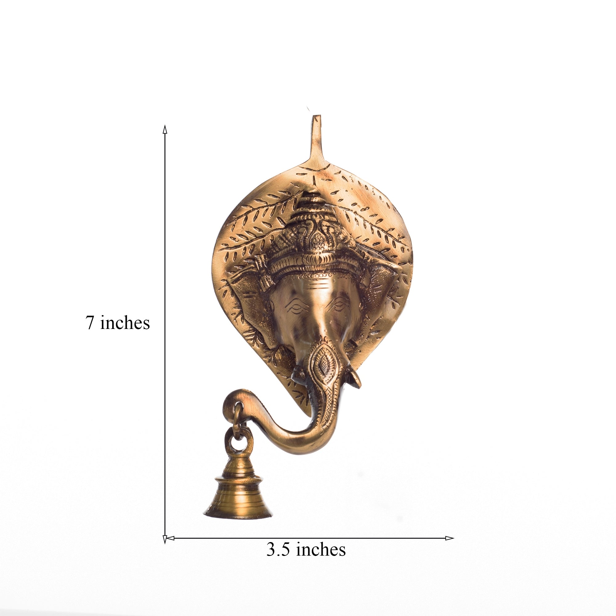 Brass Lord Ganesh Face Wall Hanging With Bell Kafalo