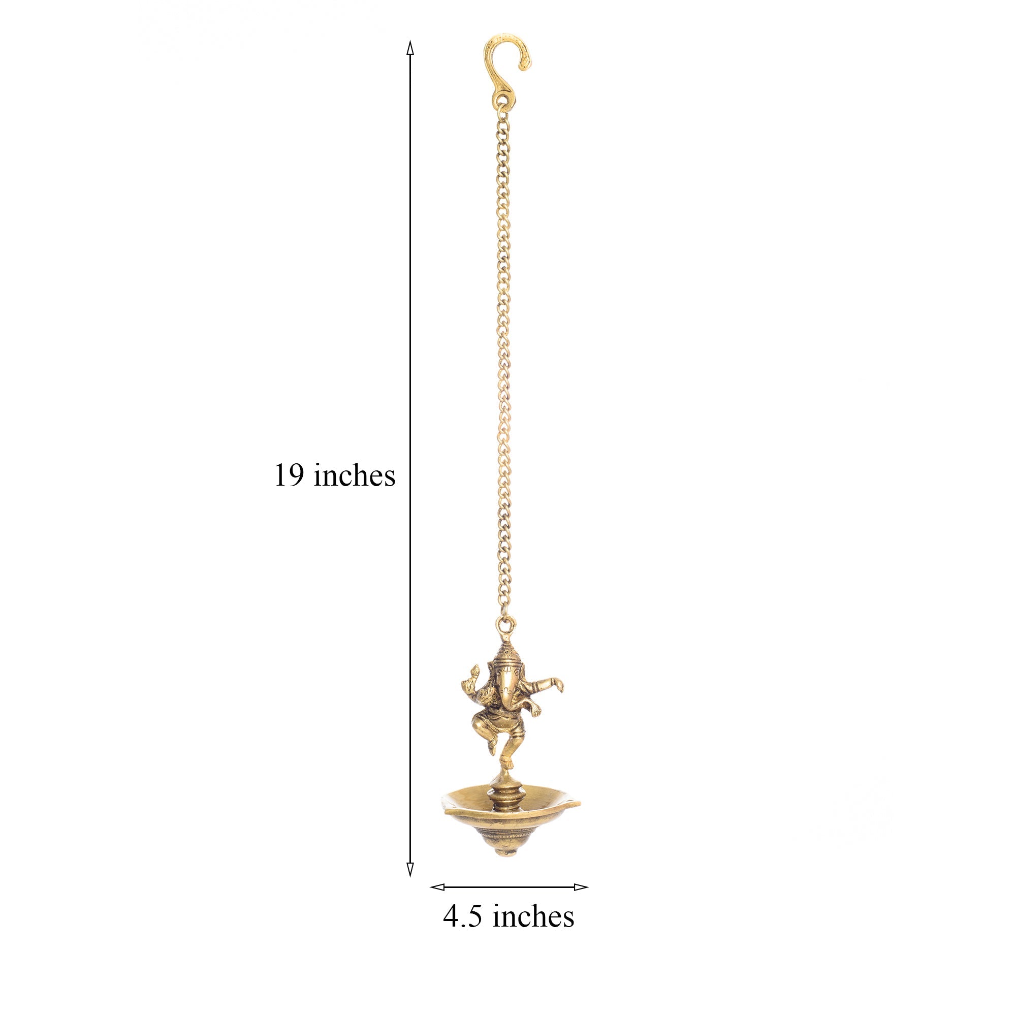 Brass Dancing Ganesha Idol Hanging Diya for 3 Oil Wicks Kafalo