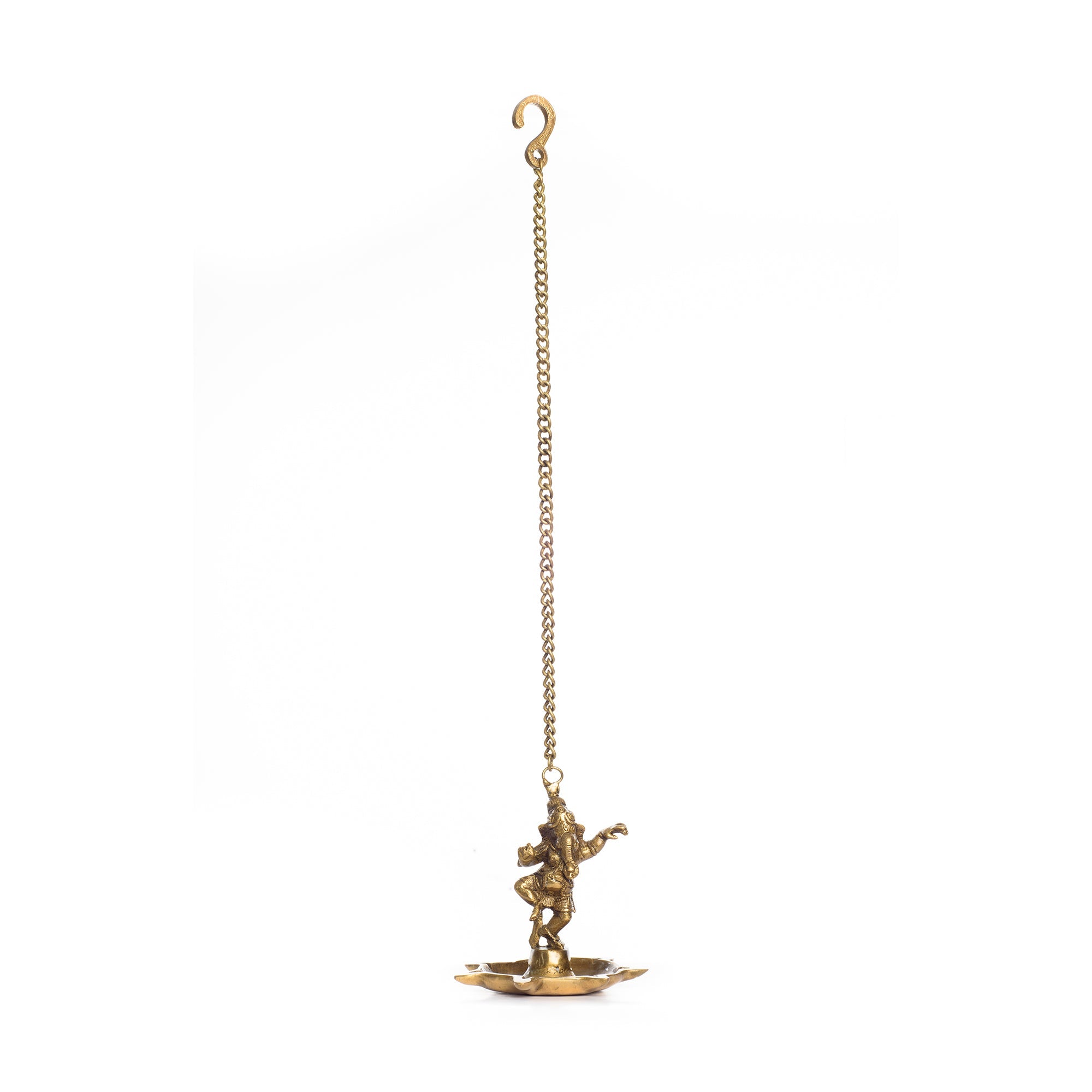 Dancing Ganesha Idol Hanging 7 Oil Wick Brass Diya Kafalo