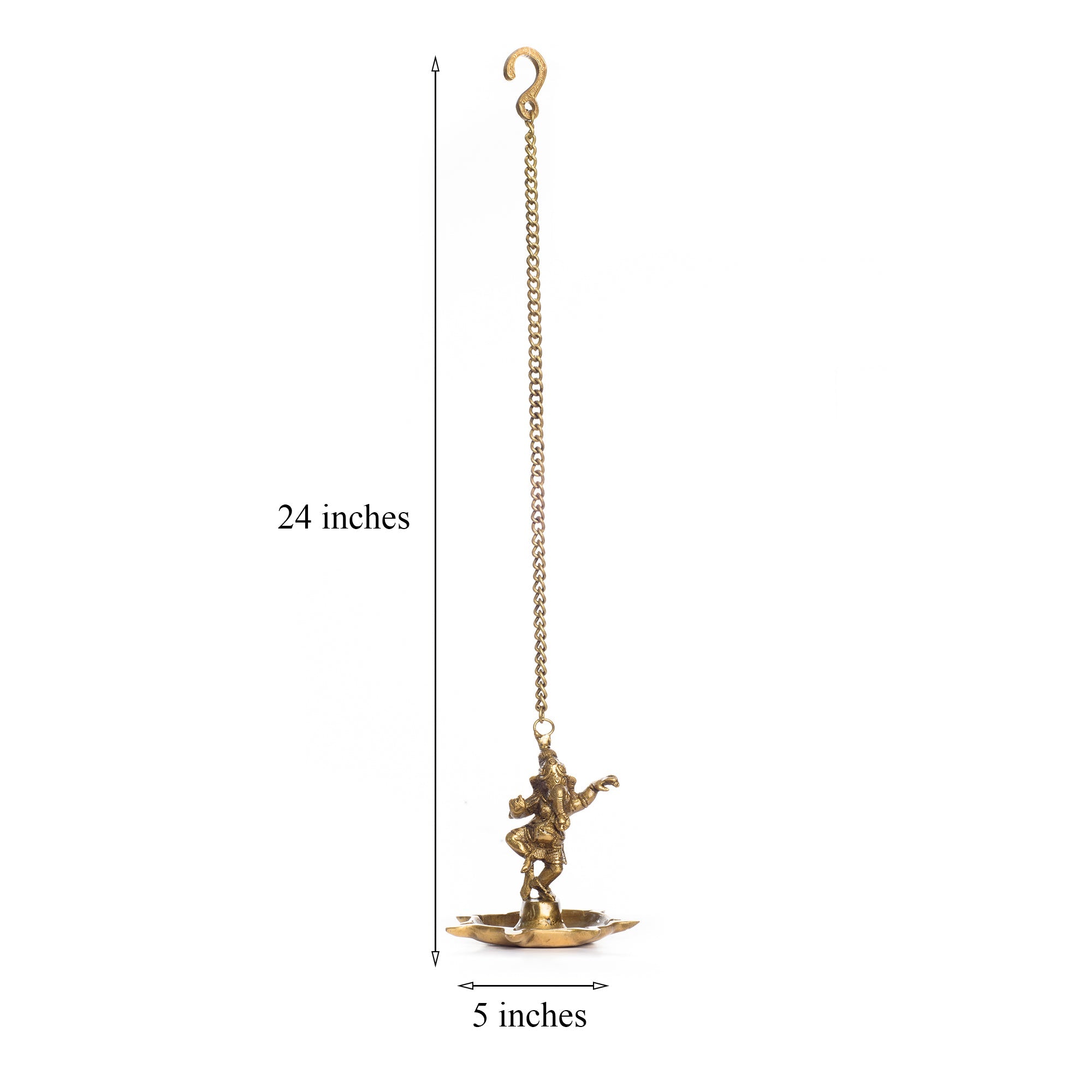 Dancing Ganesha Idol Hanging 7 Oil Wick Brass Diya Kafalo