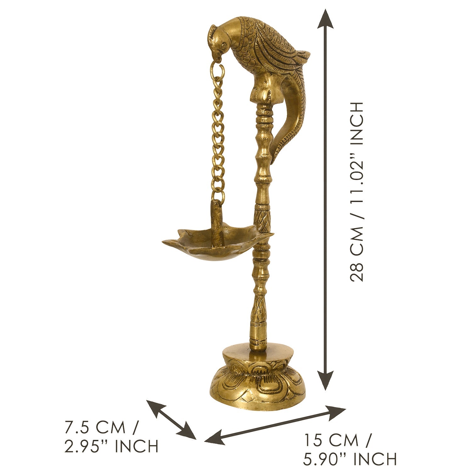 Golden Decorative Handcrafted Parrot Showpiece Brass Diya Stand with 7 wicks Kafalo