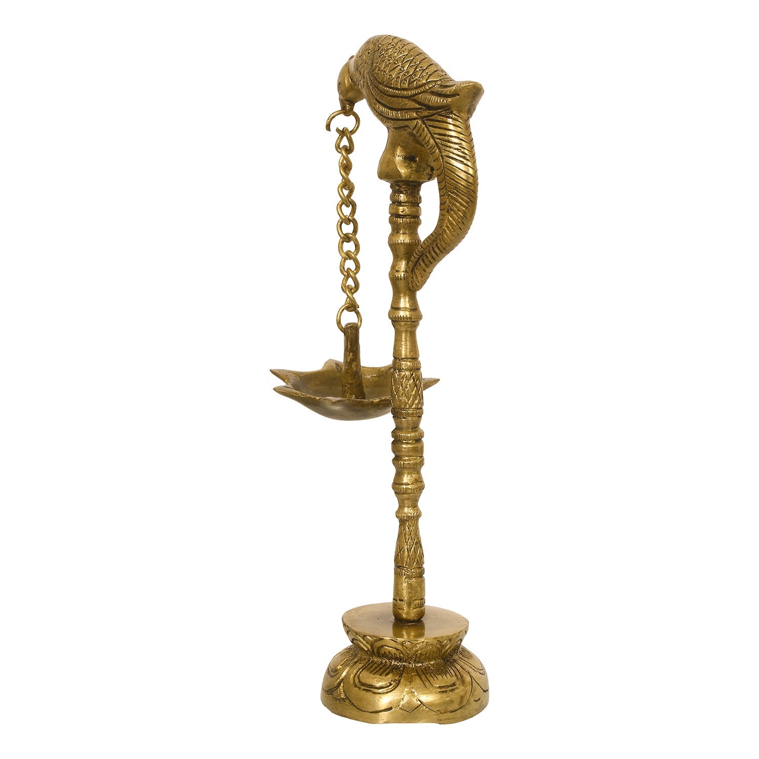 Golden Decorative Handcrafted Parrot Showpiece Brass Diya Stand with 7 wicks Kafalo