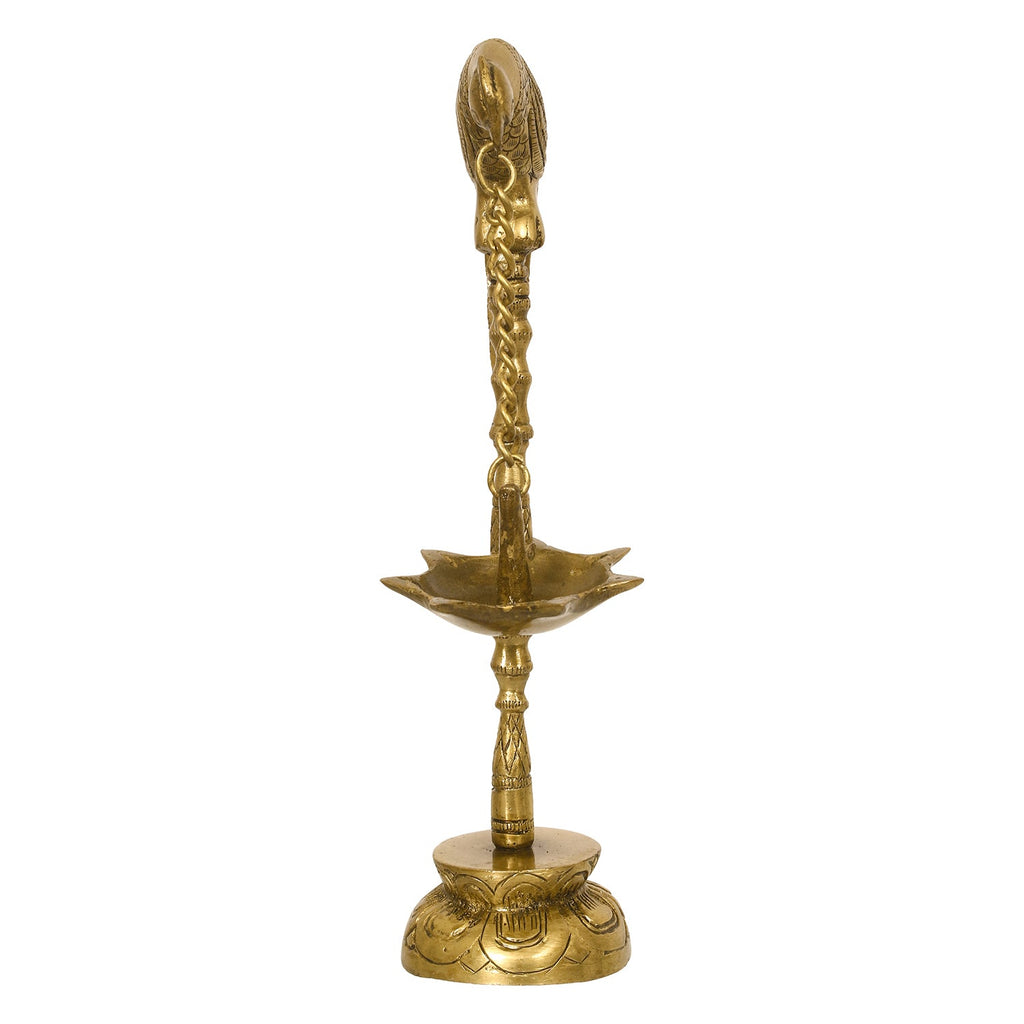 Golden Decorative Handcrafted Parrot Showpiece Brass Diya Stand with 7 wicks Kafalo