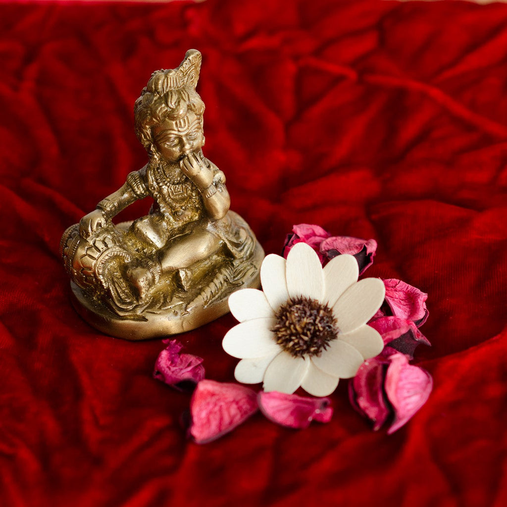 Brass Laddu Gopal Eating Makhan Lord Krishna Idol Kafalo