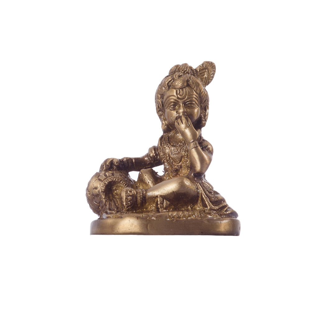 Brass Laddu Gopal Eating Makhan Lord Krishna Idol Kafalo