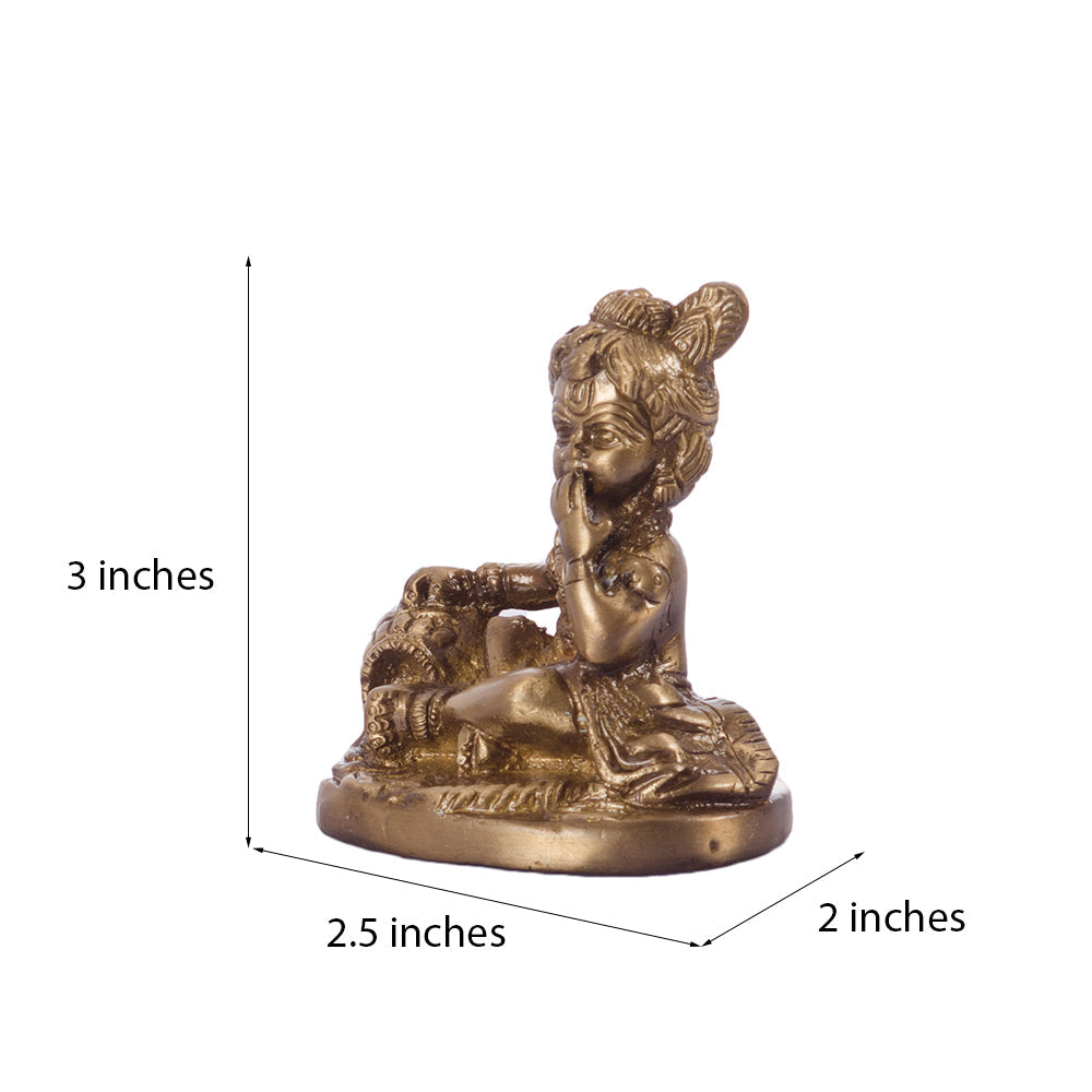 Brass Laddu Gopal Eating Makhan Lord Krishna Idol Kafalo
