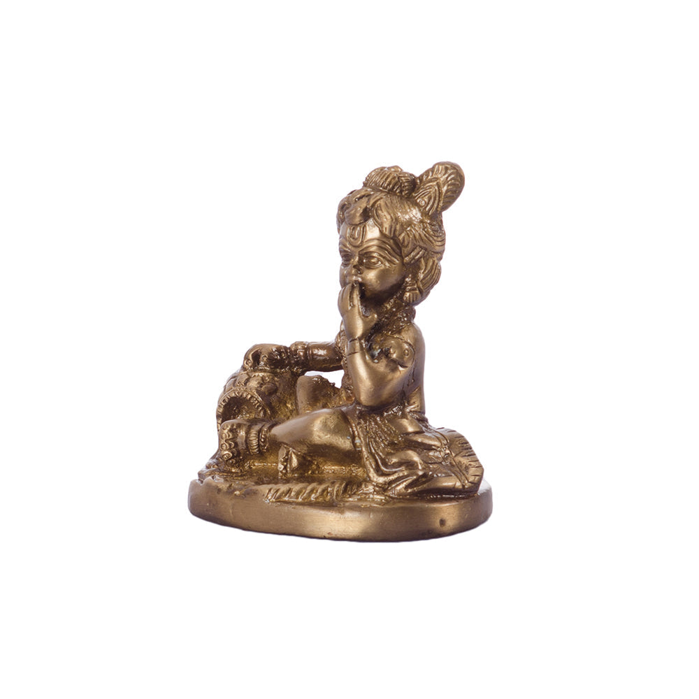 Brass Laddu Gopal Eating Makhan Lord Krishna Idol Kafalo