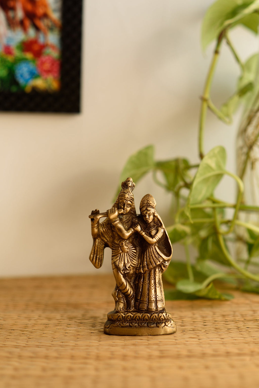 Beautiful Radha Krishna Playing Flute Statue Kafalo