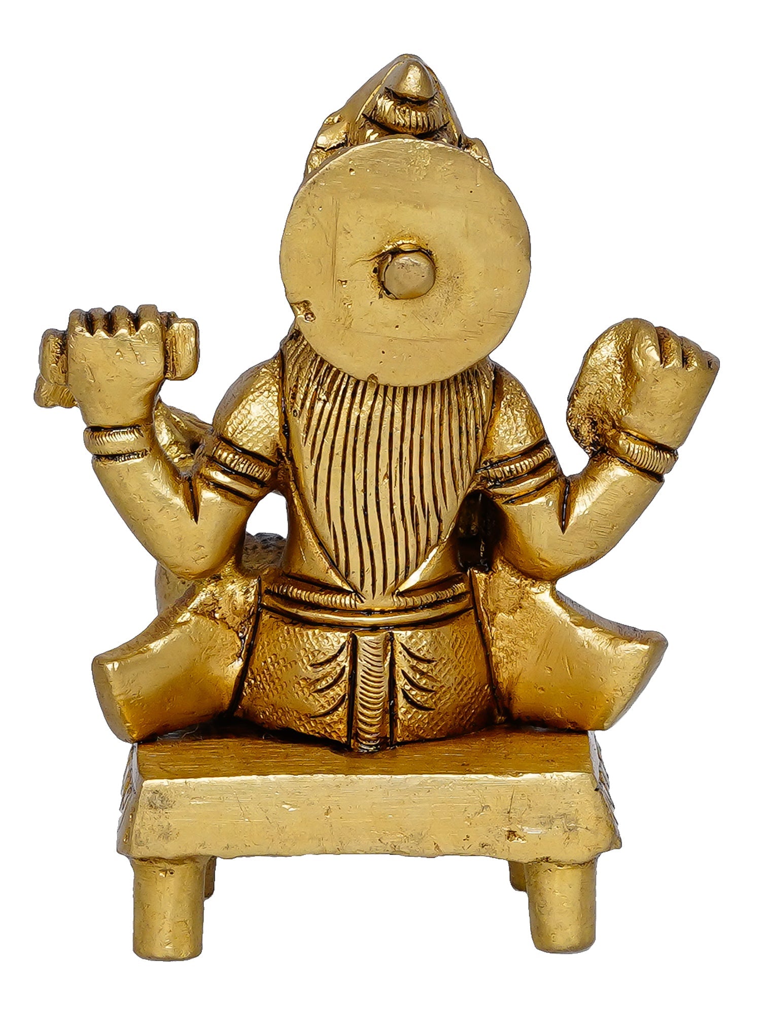 Golden Handcrafted Brass Goddess Saraswati Idol on Chowki Kafalo