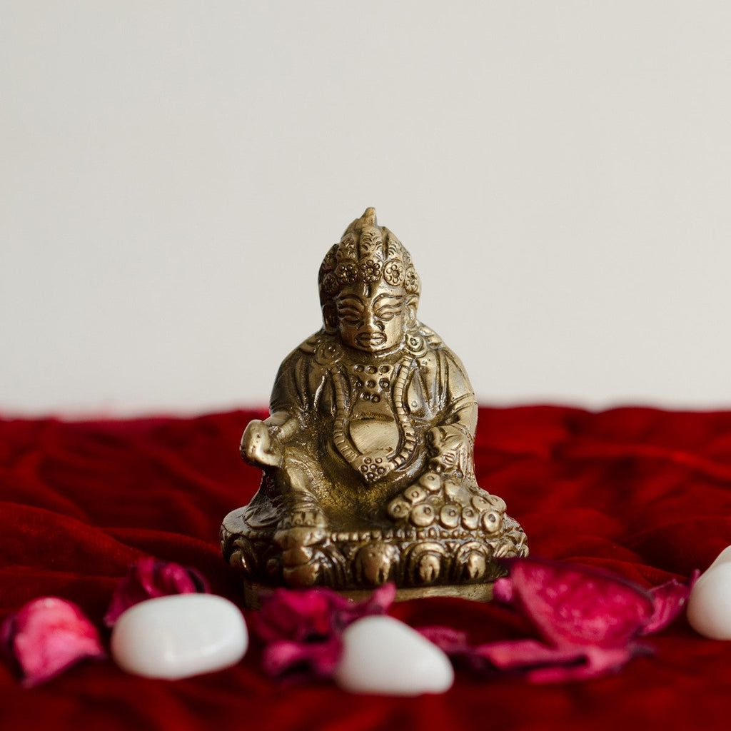 Golden Brass Lord Kuber Statue God Idol Kafalo