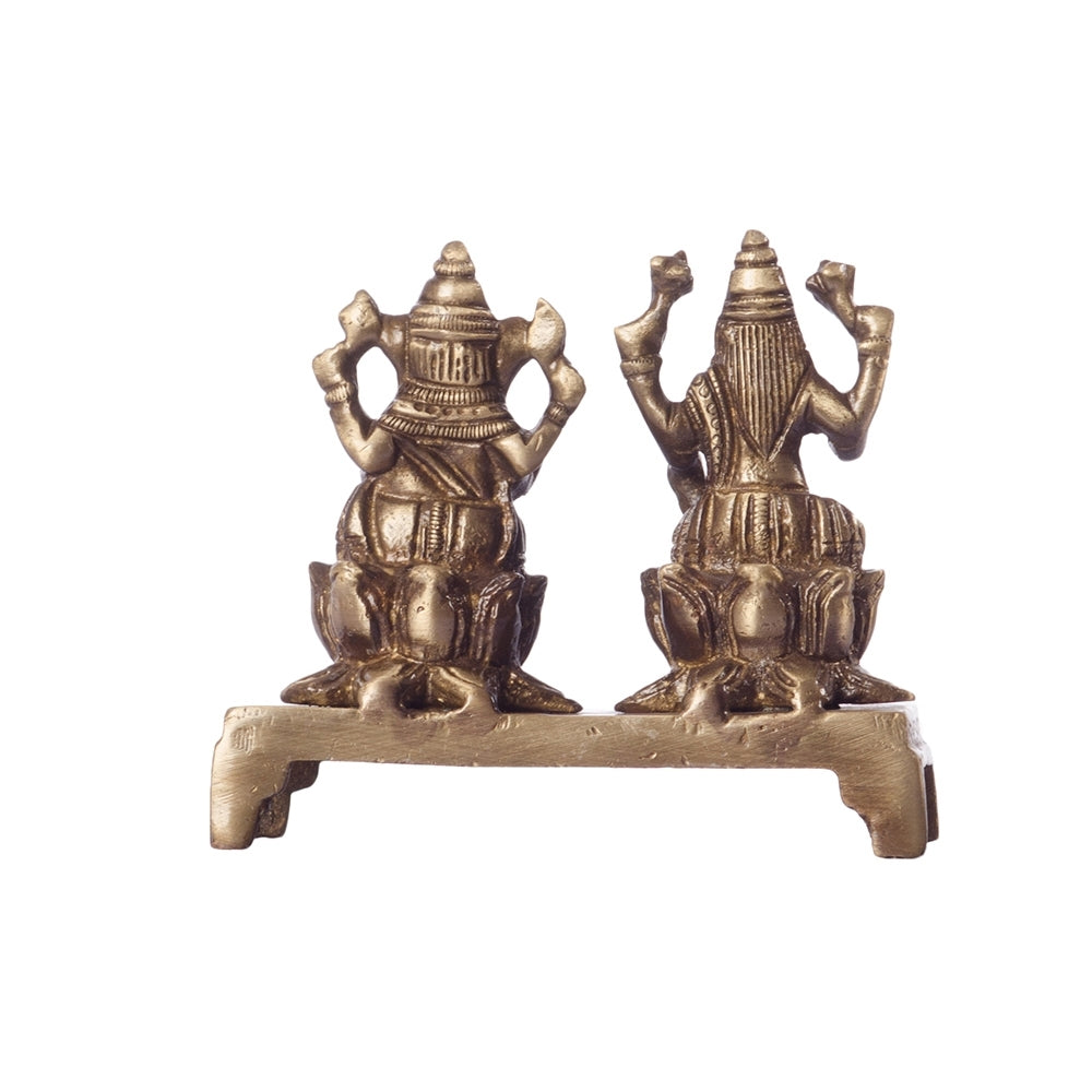 Brass Laxmi Ganesha Idols On Lotus Base Kafalo