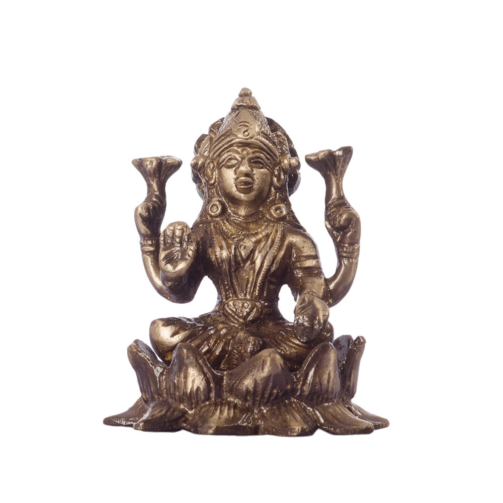 Antique Finish Brass Laxmi Ganesha on Lotus Kafalo