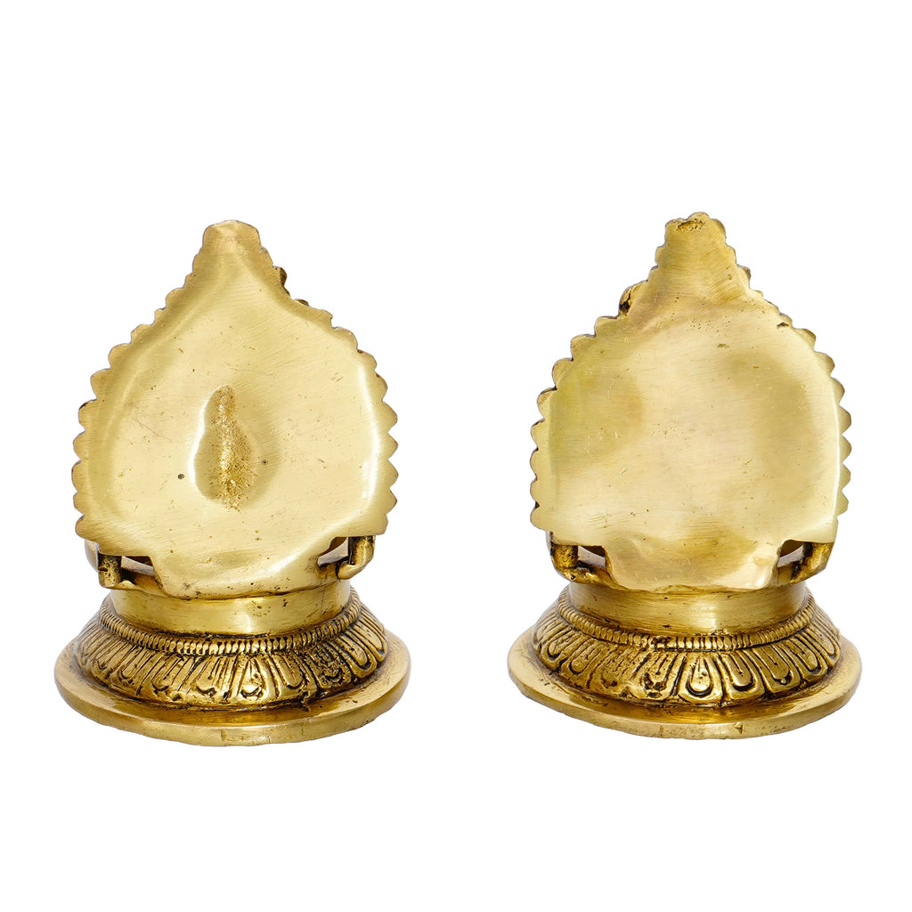 Brown & Gold Laxmi Ganesha Handcrafted Brass Diyas Kafalo