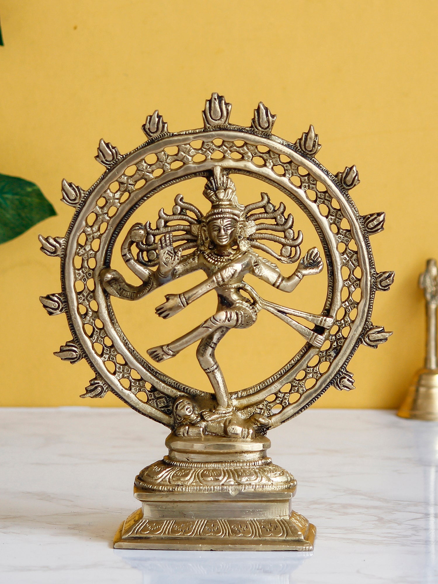 Golden Brass Handcrafted Dancing Nataraja Statue Kafalo