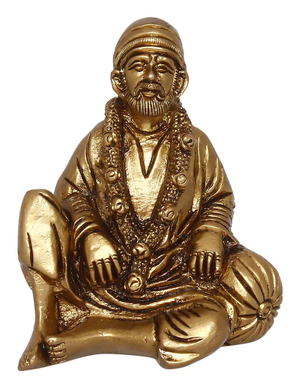 Golden Brass Handcrafted Sitting Sai Baba Idol Kafalo