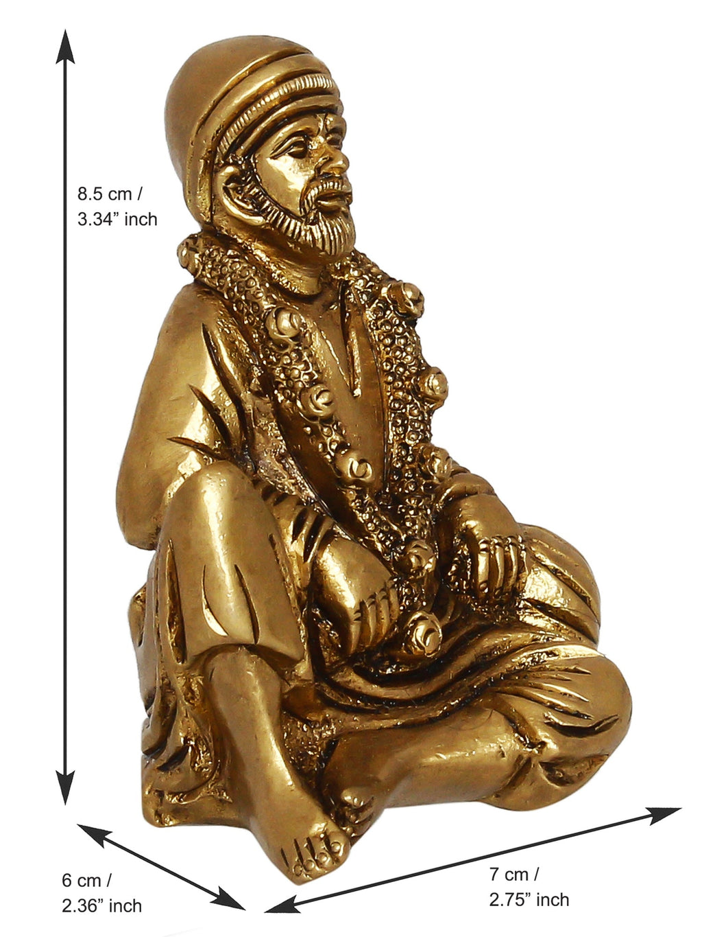 Golden Brass Handcrafted Sitting Sai Baba Idol Kafalo