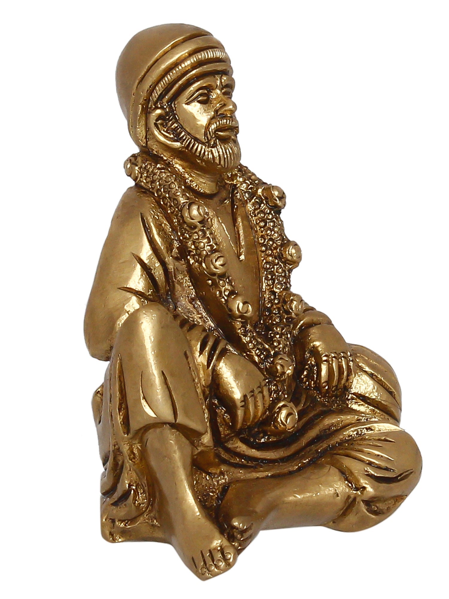 Golden Brass Handcrafted Sitting Sai Baba Idol Kafalo