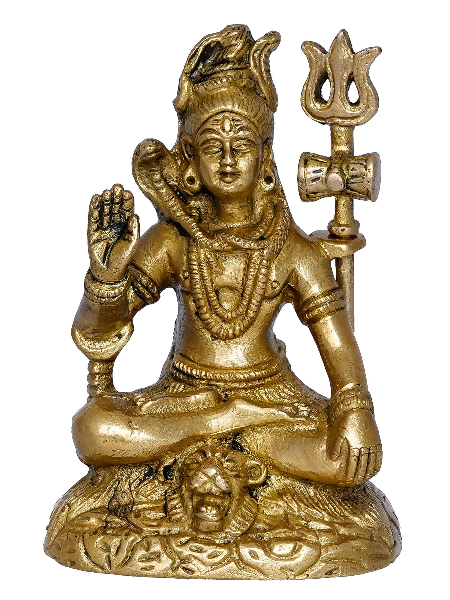 Golden Brass Handcrafted Blessing Lord Shiva Idol Kafalo