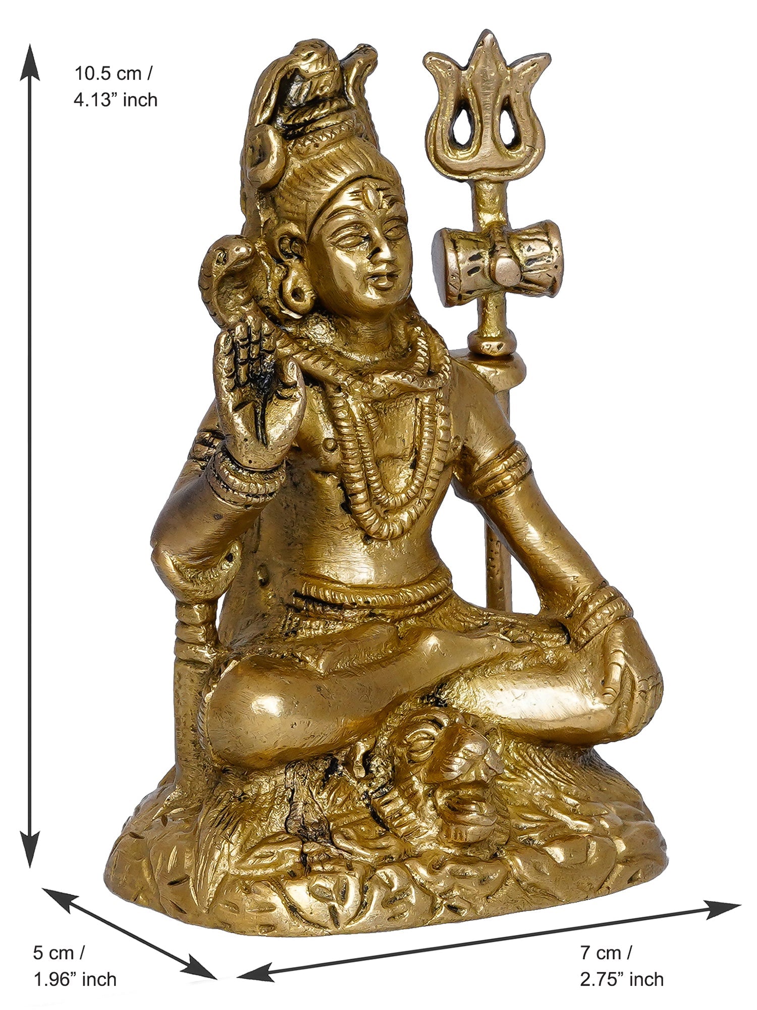 Golden Brass Handcrafted Blessing Lord Shiva Idol Kafalo